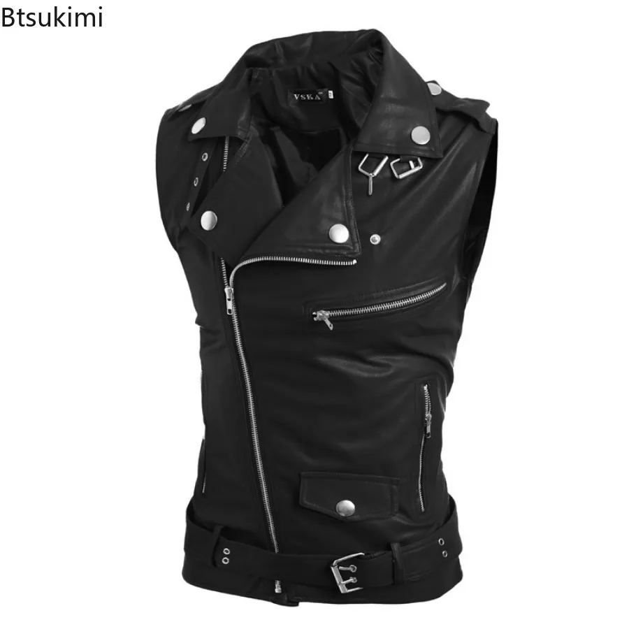 Motorcycle Gear Vest - Мужской повседневный жилет из искусственной кожи