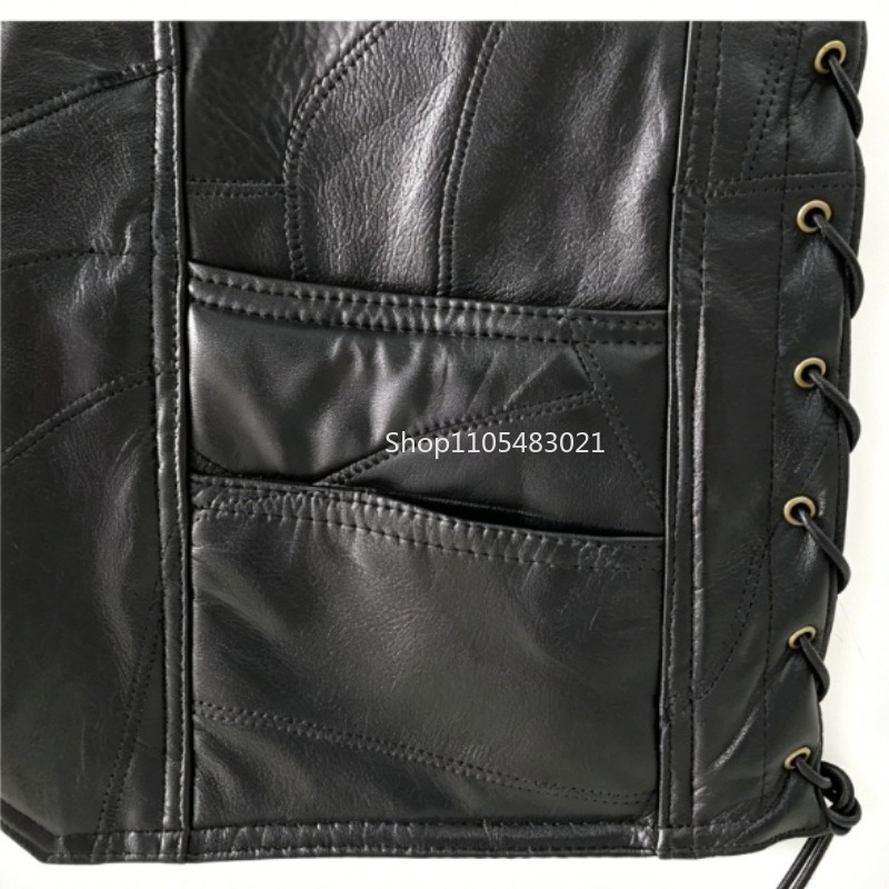 Мужской черный кожаный жилет в – обзор и цена Motorcycle Gear Vest